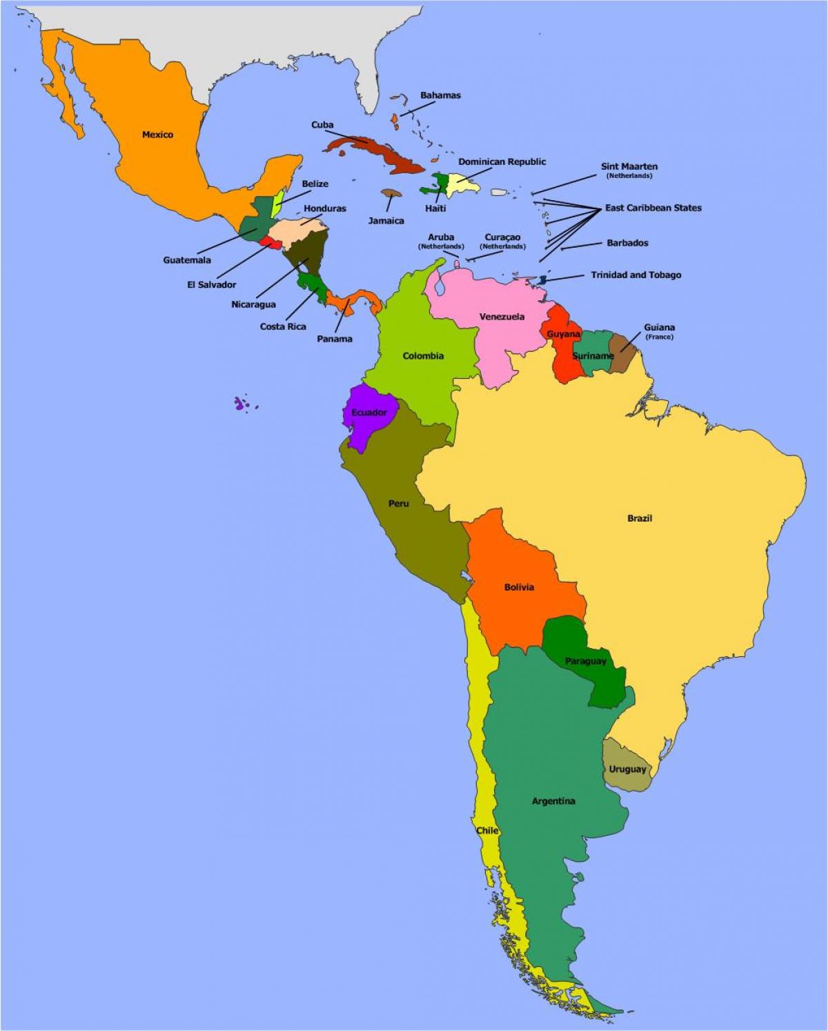 Carte de Belize en amérique du sud
