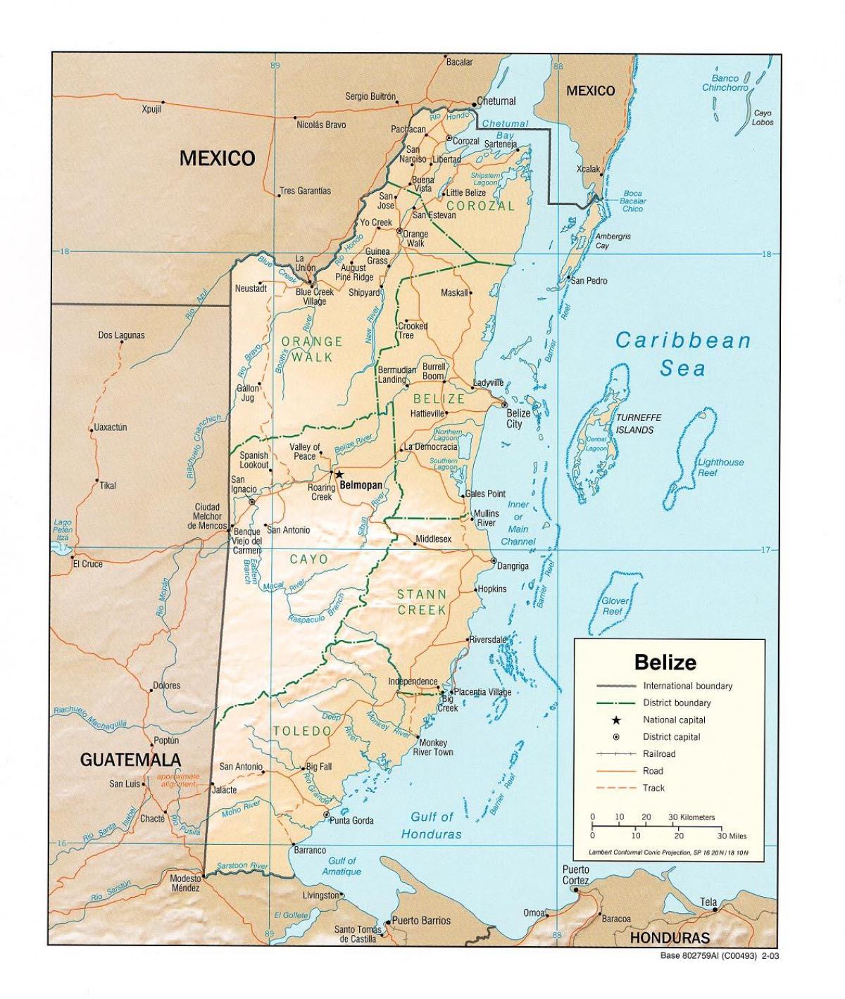 carte montrant Belize