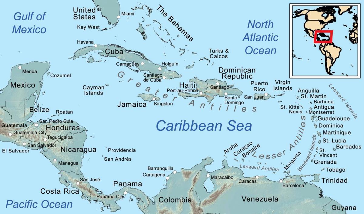 carte de Belize et les îles environnantes