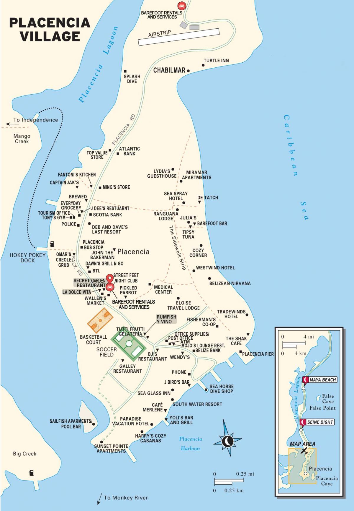 la carte de placencia village Belize