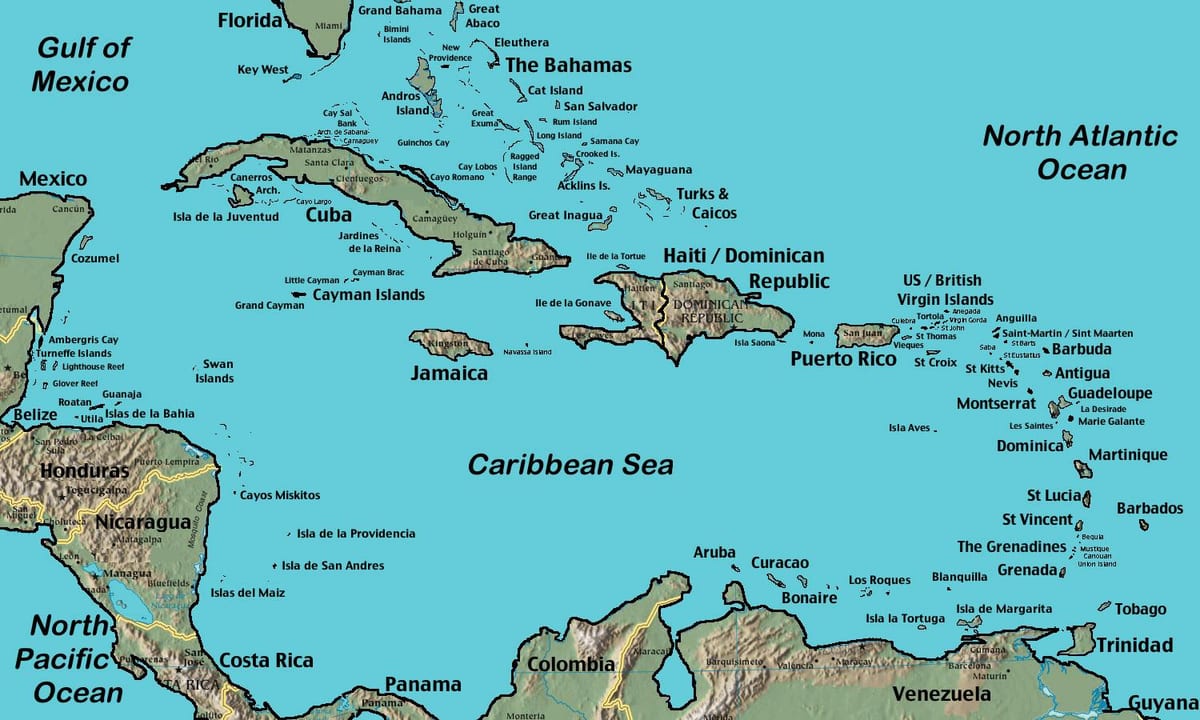 Carte des caraïbes Belize