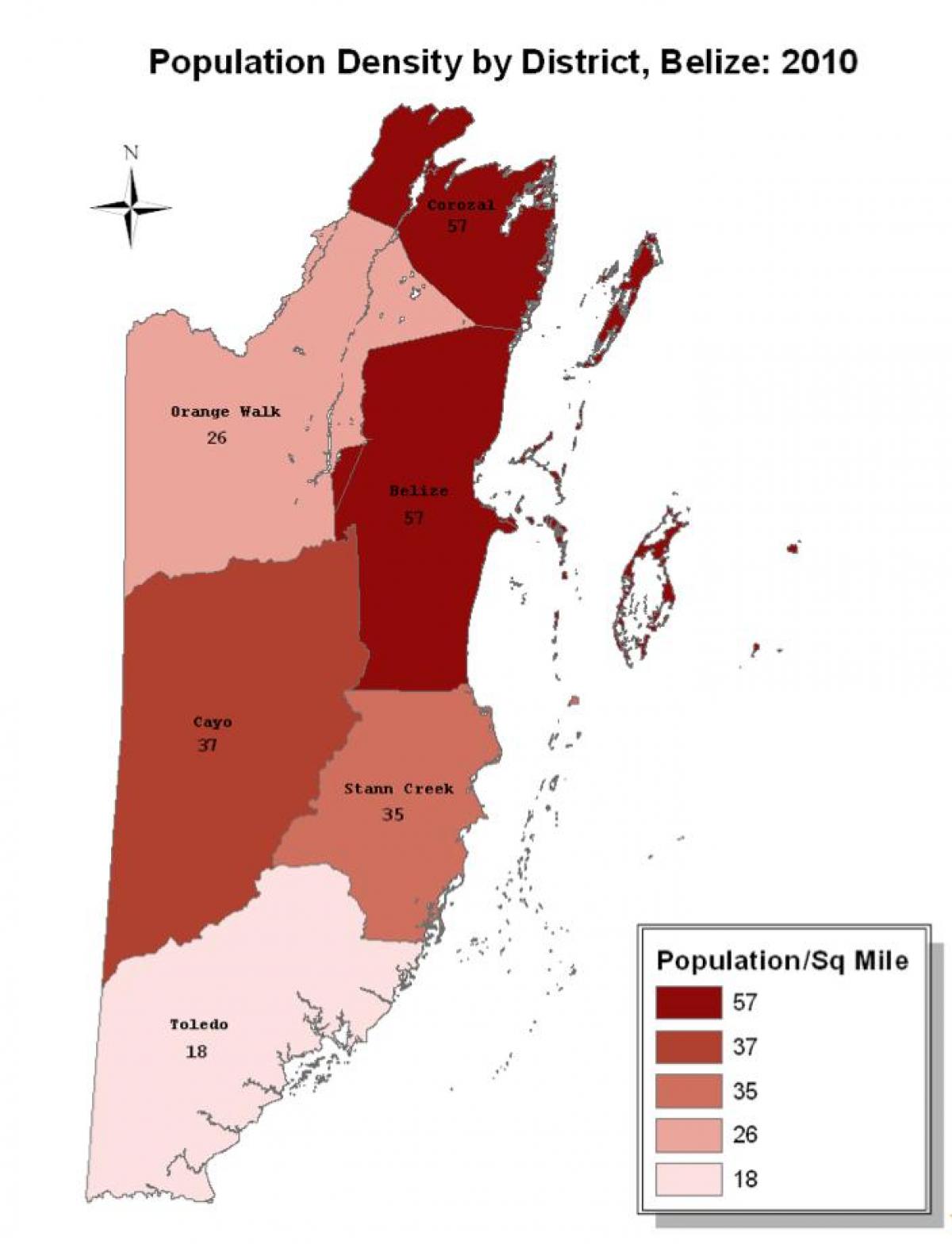 Carte de Belize population