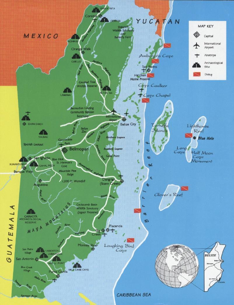 Carte de Belize plongée