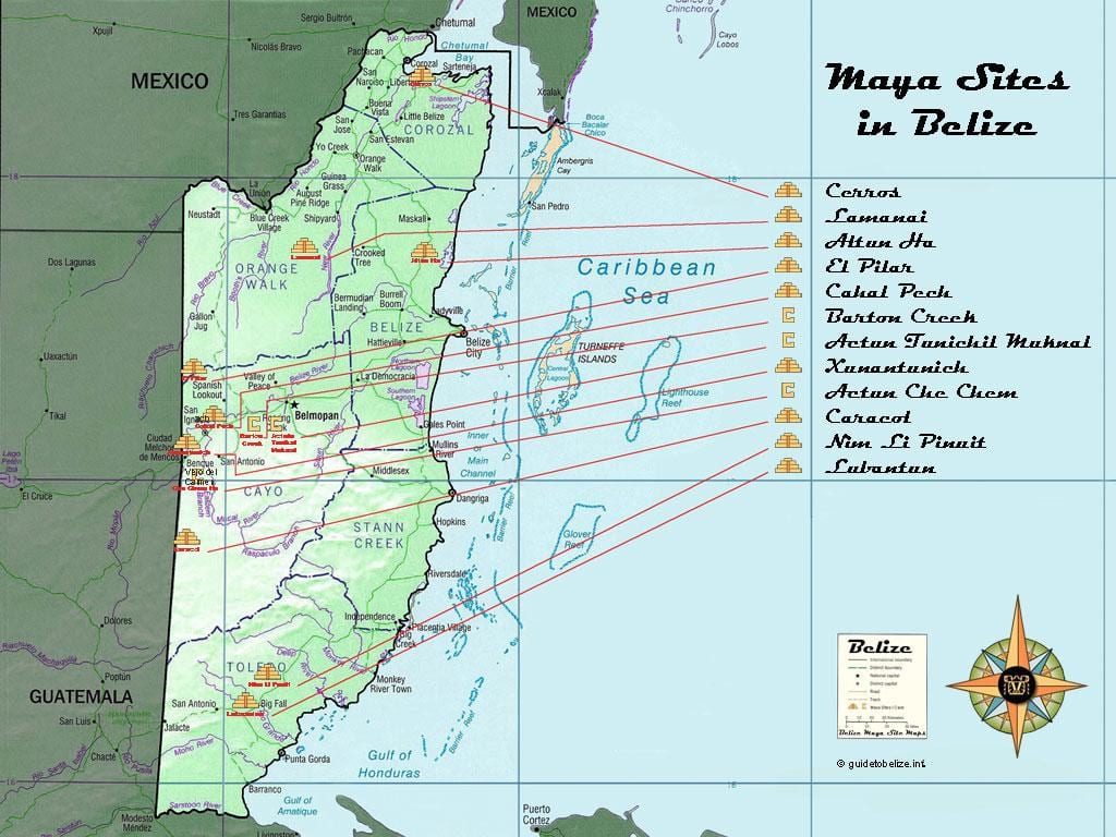 Carte de Belize pyramides