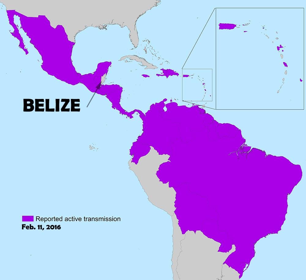 Carte de Belize zika