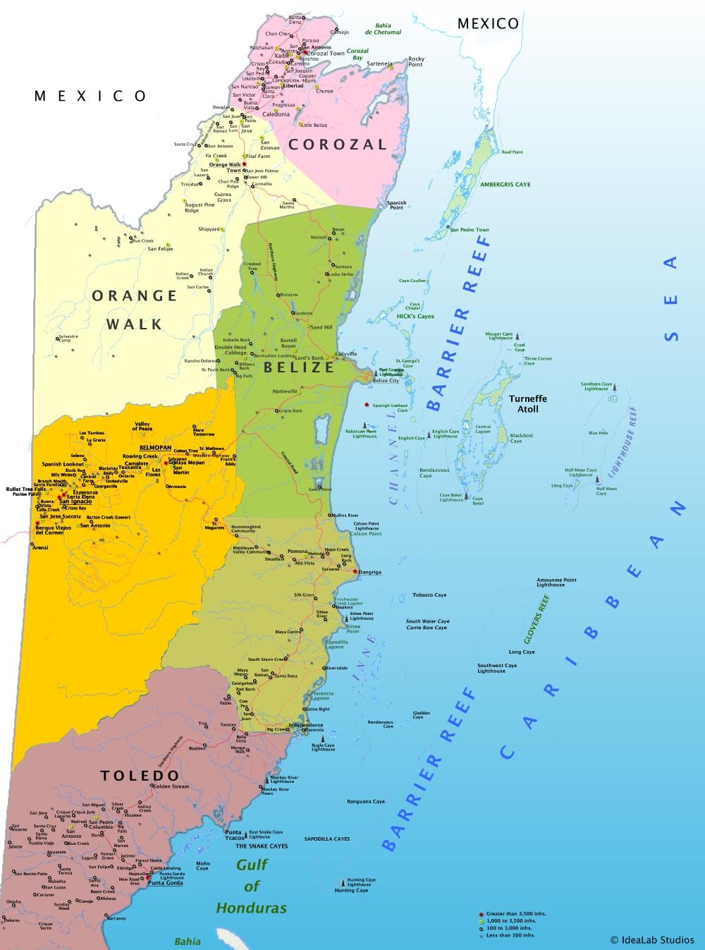 Carte de Belize avec village