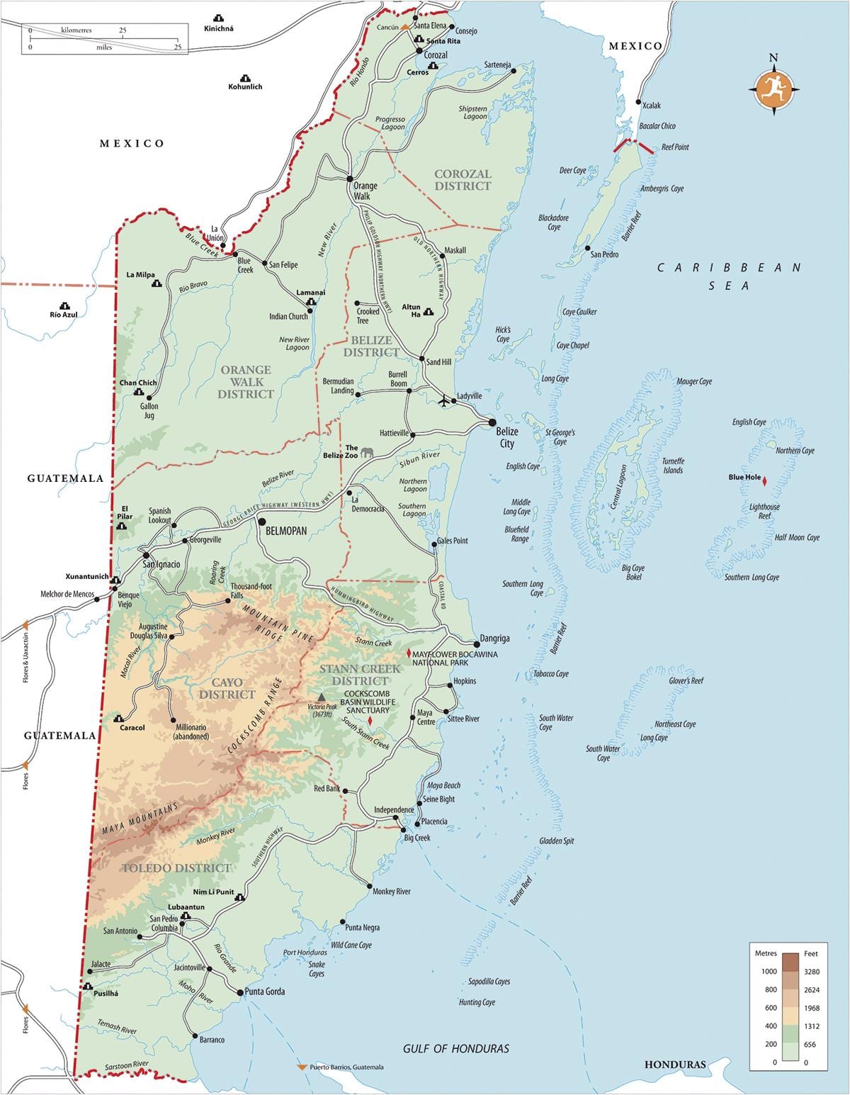 Carte ofBelize tourisme village 