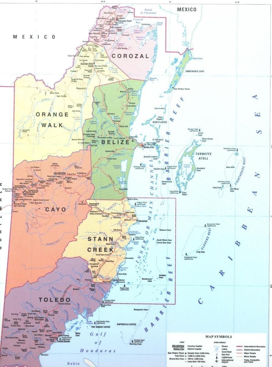 Carte du district de Belize