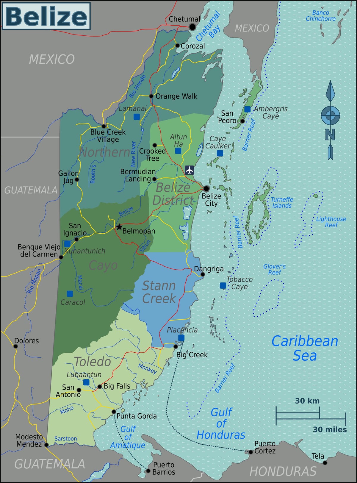 Carte de la récolte caye, Belize