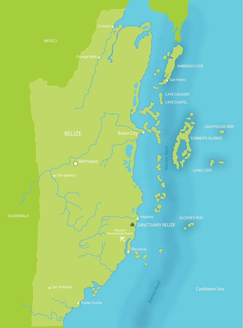 Carte de sanctuaire de Belize
