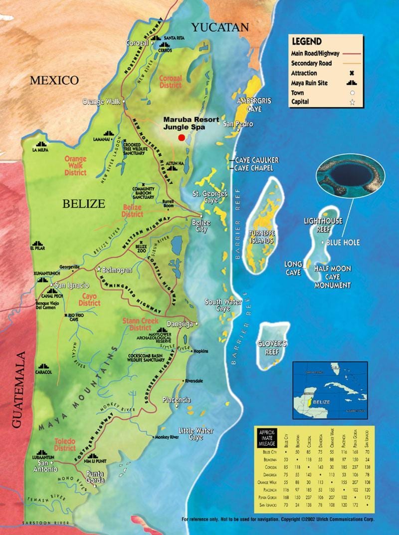 Carte de tobacco caye, Belize