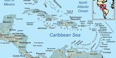 Carte de Belize et les îles environnantes
