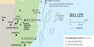 Carte de Belize plages