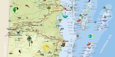 Carte de Belize points d'intérêt