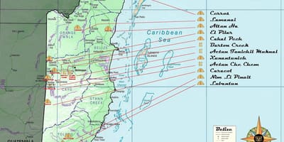 Carte de Belize pyramides