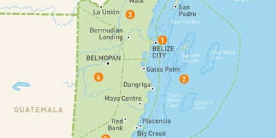 Carte de Belize et dans les pays environnants
