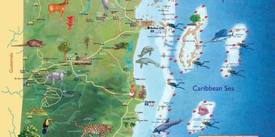 Carte de Belize chutes d'eau 